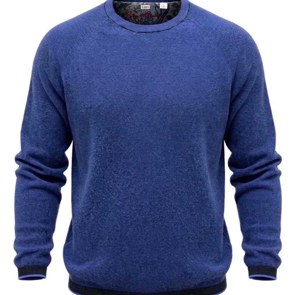Robert Graham Sweater Mens L Blue Tailored Fit Crewneck